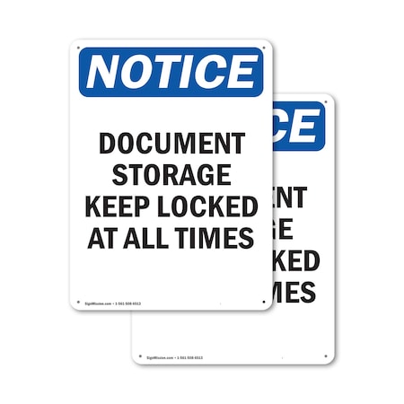 Signmission Document Storage Keep Locked At, 7 in W x Rectangle, Aluminum OS-2PACK-NS-A-710-V-11426